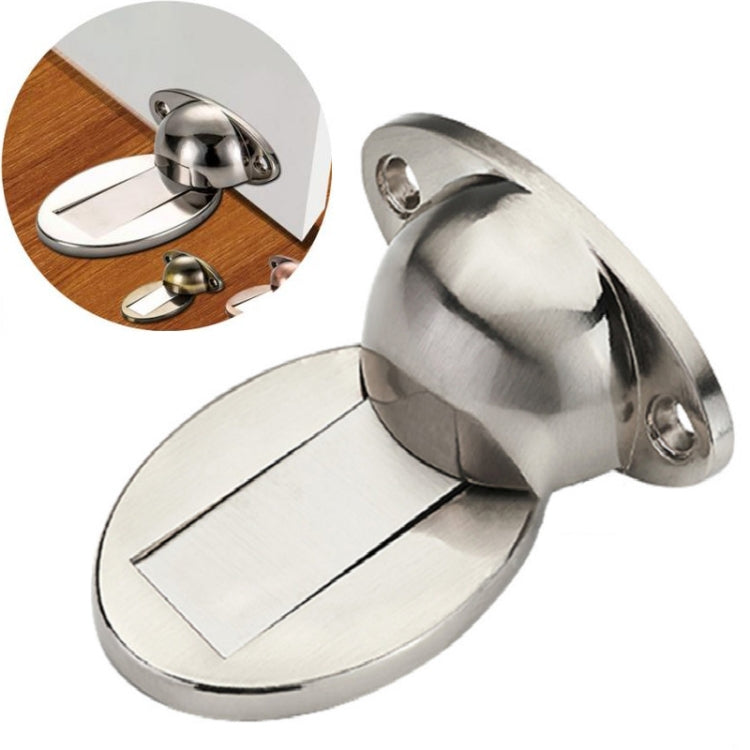 Stainless steel door suction holder with oval base and hinged latch plate