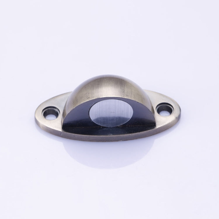 Bronze-toned door suction holder with oval mounting base and circular cutout