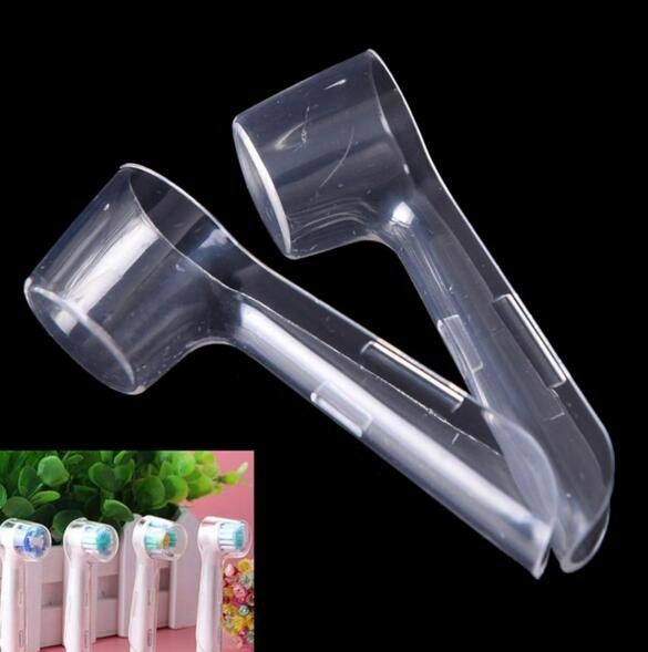 Transparent U-shaped cover clips with open ends for toothbrush head protection