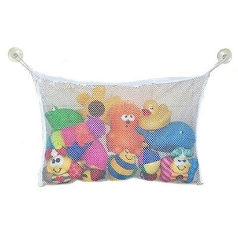 Mesh hanging toy organizer with suction cups, cartoon animals pattern