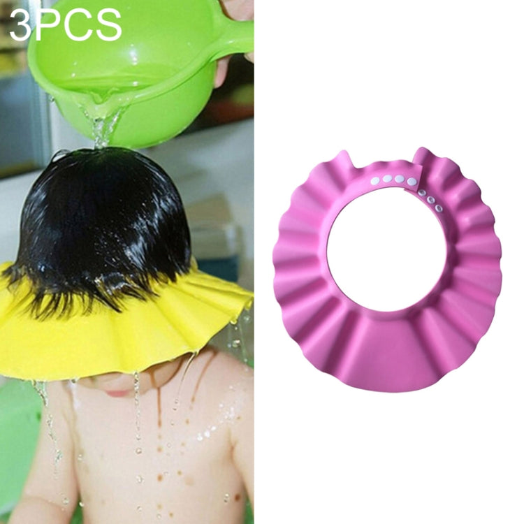 Kids waterproof shower cap visor, pink ruffled scalloped edge with adjustment holes