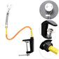 Table tennis serving launcher set with black clip, orange hose, and white ball holder