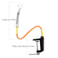 Table tennis training launcher with suction table clamp and size measurement diagram
