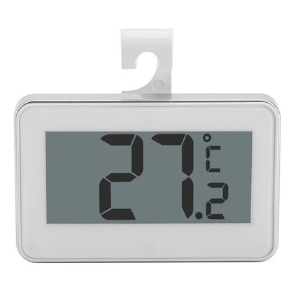 Digital refrigerator thermometer with LCD display and adjustable stand, white