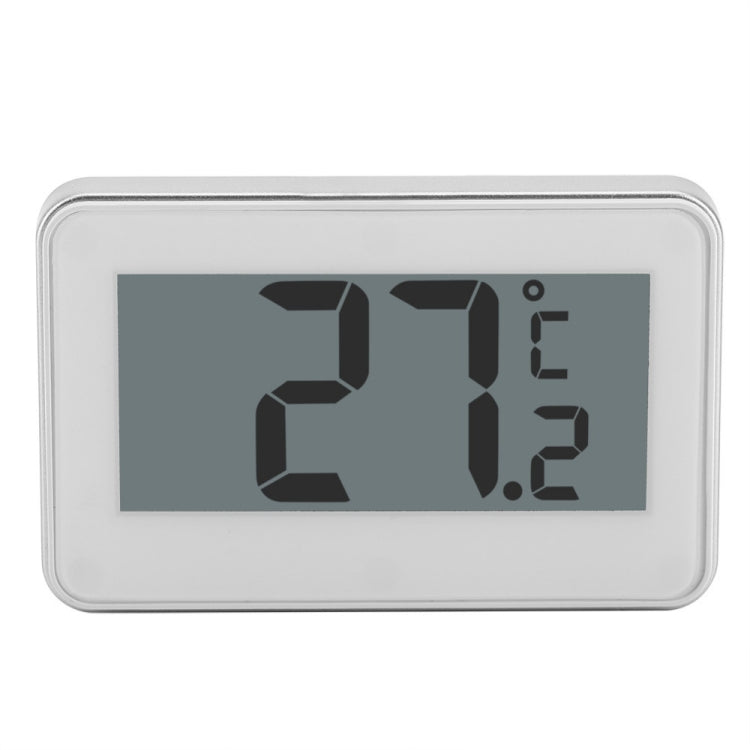 Digital refrigerator thermometer with LCD screen reading 21.2, white adjustable stand