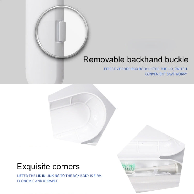 White toothbrush travel case with removable buckle and arched lid