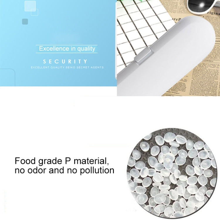 White travel toothbrush case with translucent plastic pellet material detail