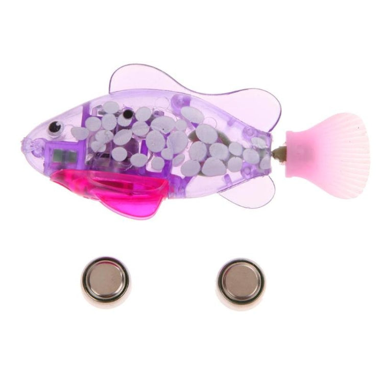 Glowing pink electric fish shower toy with bubble-filled body and included batteries