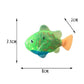 Green electric fish shower toy with size measurements 8cm x 3.5cm x 2cm