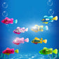 Electric fish shower toy set of eight colorful fish swimming in water