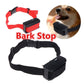 Retractable bark stop dog collar with black control box on red and black straps