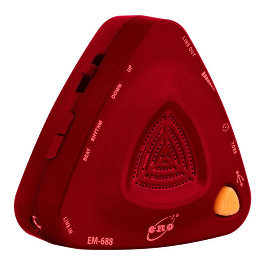 Red electronic vocal metronome with speaker grille and side control buttons