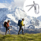 Silver folding saw carabiner multitool with built-in LED feature