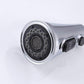 Round spray head and pause switch on chrome faucet sprayer nozzle