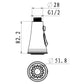 Faucet sprayer nozzle size diagram with G1/2 thread and 51.8 mm head