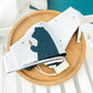 Mini folding umbrella, white fabric with navy bear print and compact snap-strap cover
