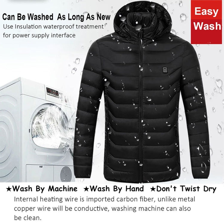 Black hooded puffer jacket with front zipper and water droplets