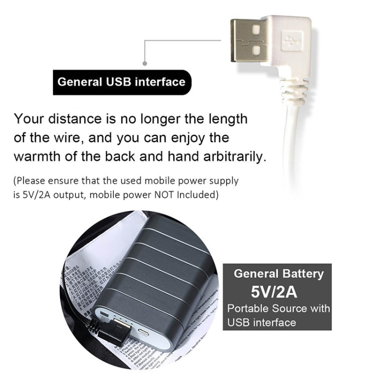 Heated jacket USB interface with portable battery pack and charging plug