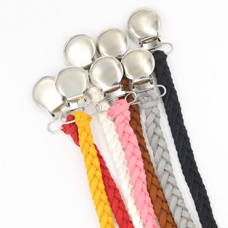 Assorted-color braided baby pacifier chains with silver-tone metal clips
