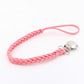 Pink braided baby pacifier chain with silver-tone clip and loop