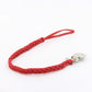 Red braided baby pacifier chain with silver-tone clip and loop