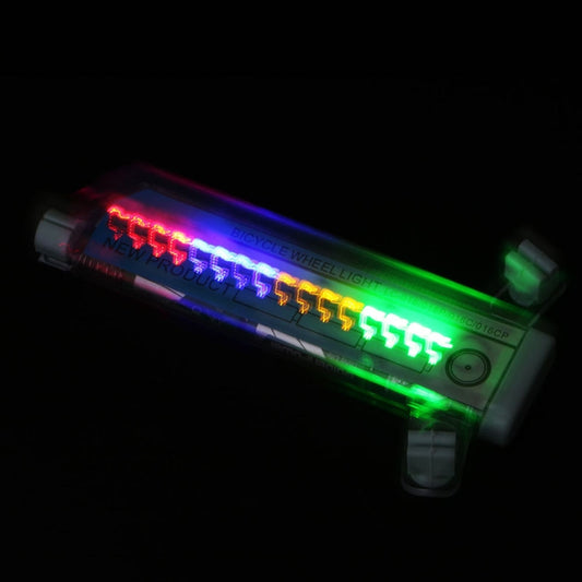 Bike LED strip light with colorful scrolling display and green glow