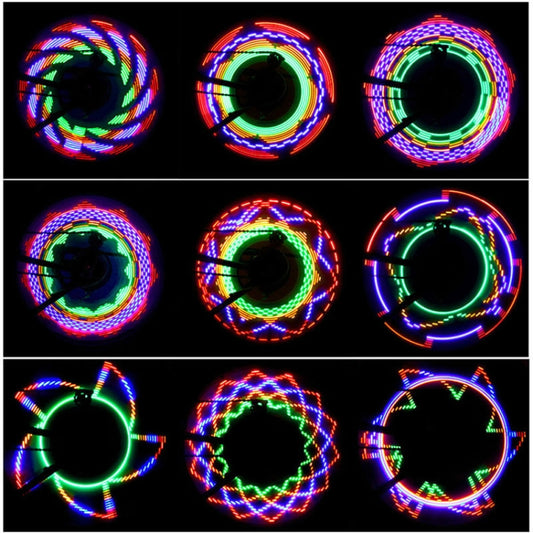 32-LED bike wheel light ring with multicolor flashing LEDs on spokes