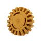 Rubber polishing removal wheel, yellow-brown toothed disc with center cap