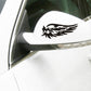 Angel wing car sticker on white side mirror, black wing decal
