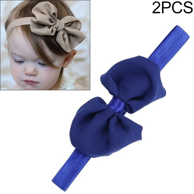 2-pack baby chiffon bow headbands with navy blue bow and matching elastic band
