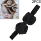 Baby headband set with chiffon bow, dark black ribbon bow on elastic headband