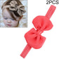 Baby headband set with chiffon bow, bright red ribbon bow on elastic headband