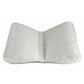 Gray newborn positioning cushion with curved sides and center seam