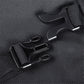 Black nylon strap hardware on motocross bag: buckles and D-ring connector