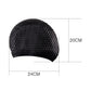 Large silicone swim cap with water-drop texture; 24cm width, 20cm height