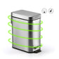 Silver small rectangular foot pedal trash can with smooth-slow lid motion styling