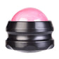 Pink massage roller ball with black base, front view of handheld massager.