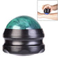 Green massage roller ball with black base, close-up front view.