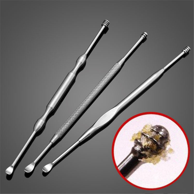 Stainless steel ear cleaning tools, 3-piece set with sculpted scoops and tips