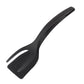 Black silicone omelette spatula with forked edge and long handle