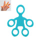 Blue silicone humanoid finger exercise pull ring with five finger loops.