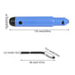Blue deburring trimming knife with dimensions shown on handle and cutter blade
