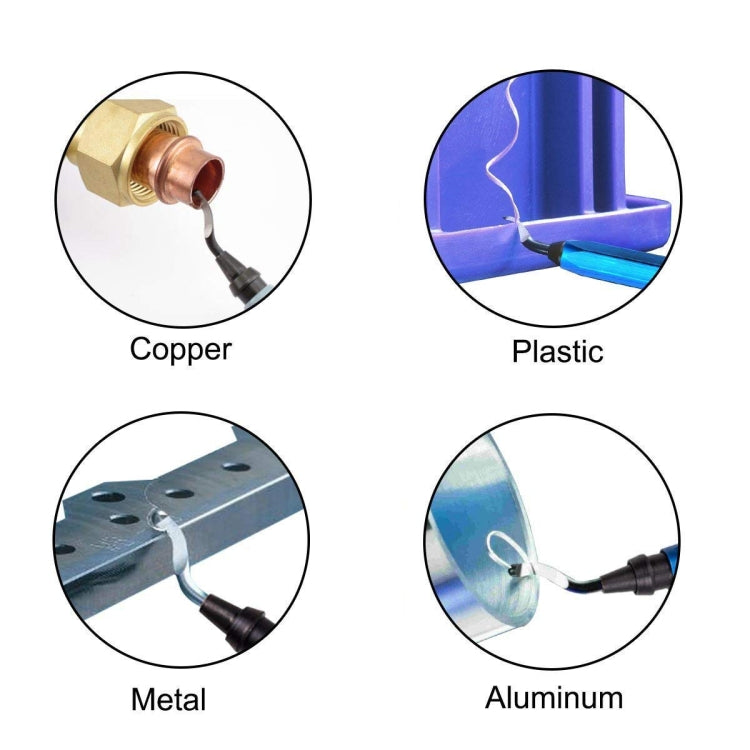 Deburring trimming knife shown for use on copper, plastic, metal, and aluminum