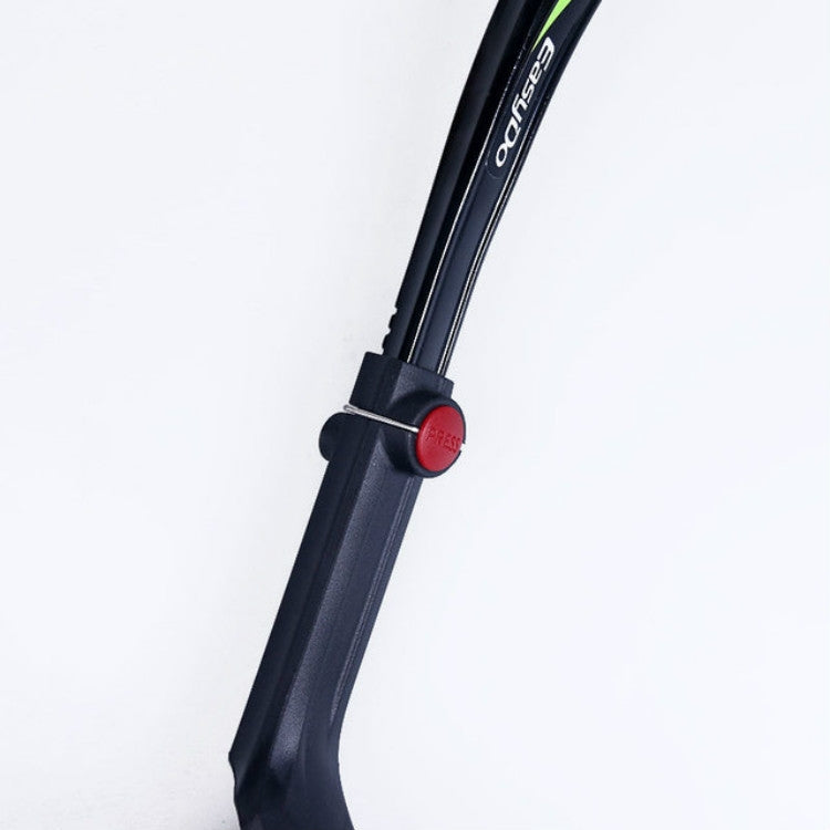 Bicycle kickstand foot with black base and red release button