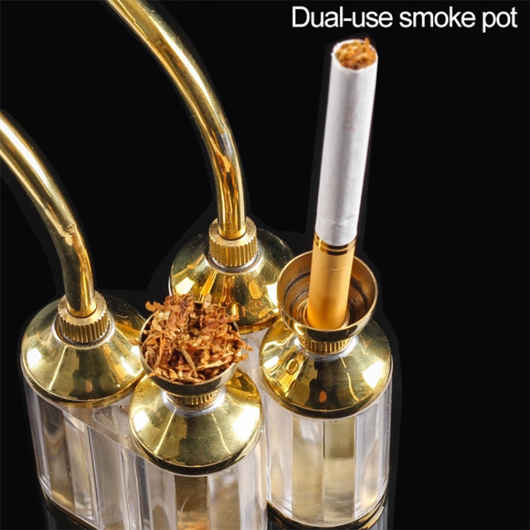 Dual-use hookah smoke pot with brass caps and clear water chambers
