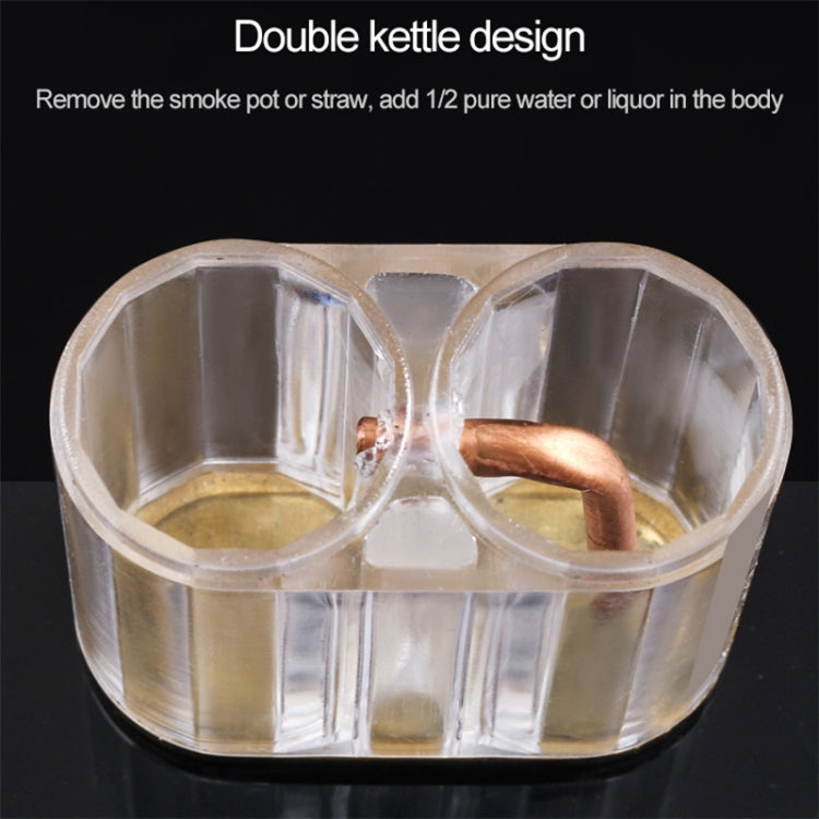 Clear double-kettle hookah body with two compartments and side outlet tube