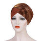 Brown two-tone beaded turban hat with layered headband and small pearl details