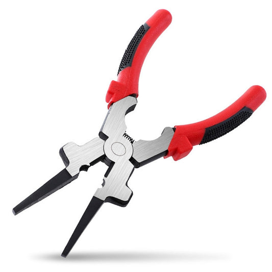 8-inch welding tongs pliers with red grips and black textured handle sleeves