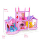 Miniature princess doll house, 59cm x 38cm x 18cm, pink multiroom interior