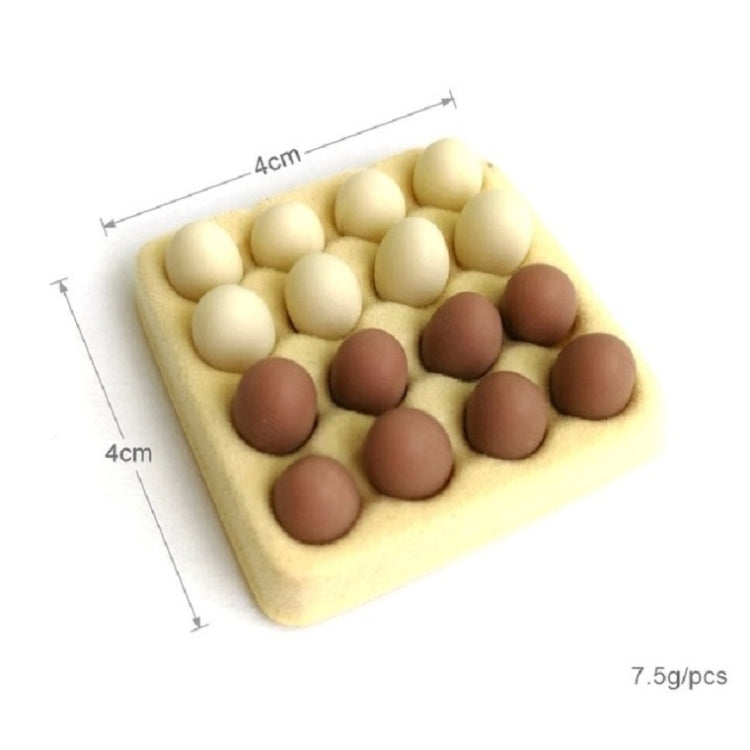 Mini egg carton toy with 16 molded eggs in a yellow tray, white and brown eggs
